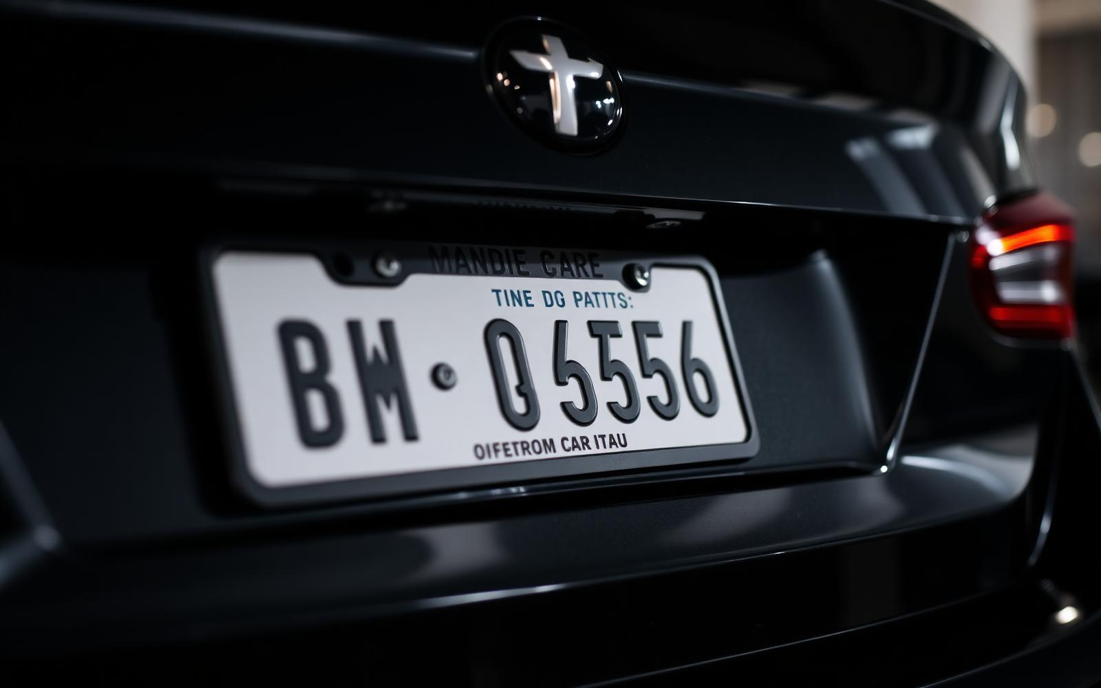 Close-up of a temporary dealer license plate
